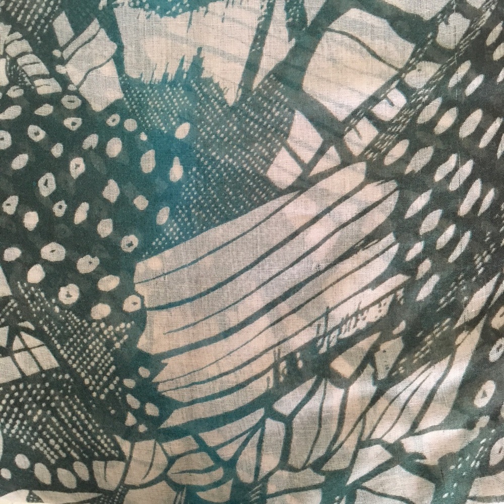 Abstract Teal and White Patterned Scarf